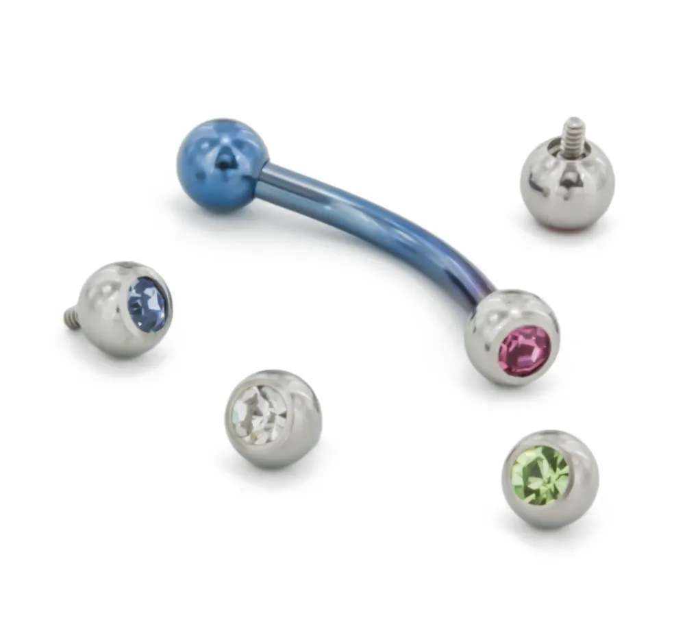 16g Internal 0.8mm Threading Steel Swarovski Jeweled Ball Top - Price Per 1