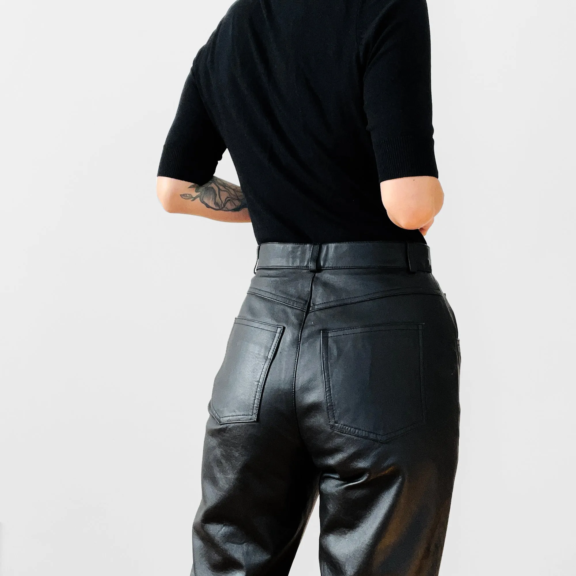 1990s Lined Black Leather Pants