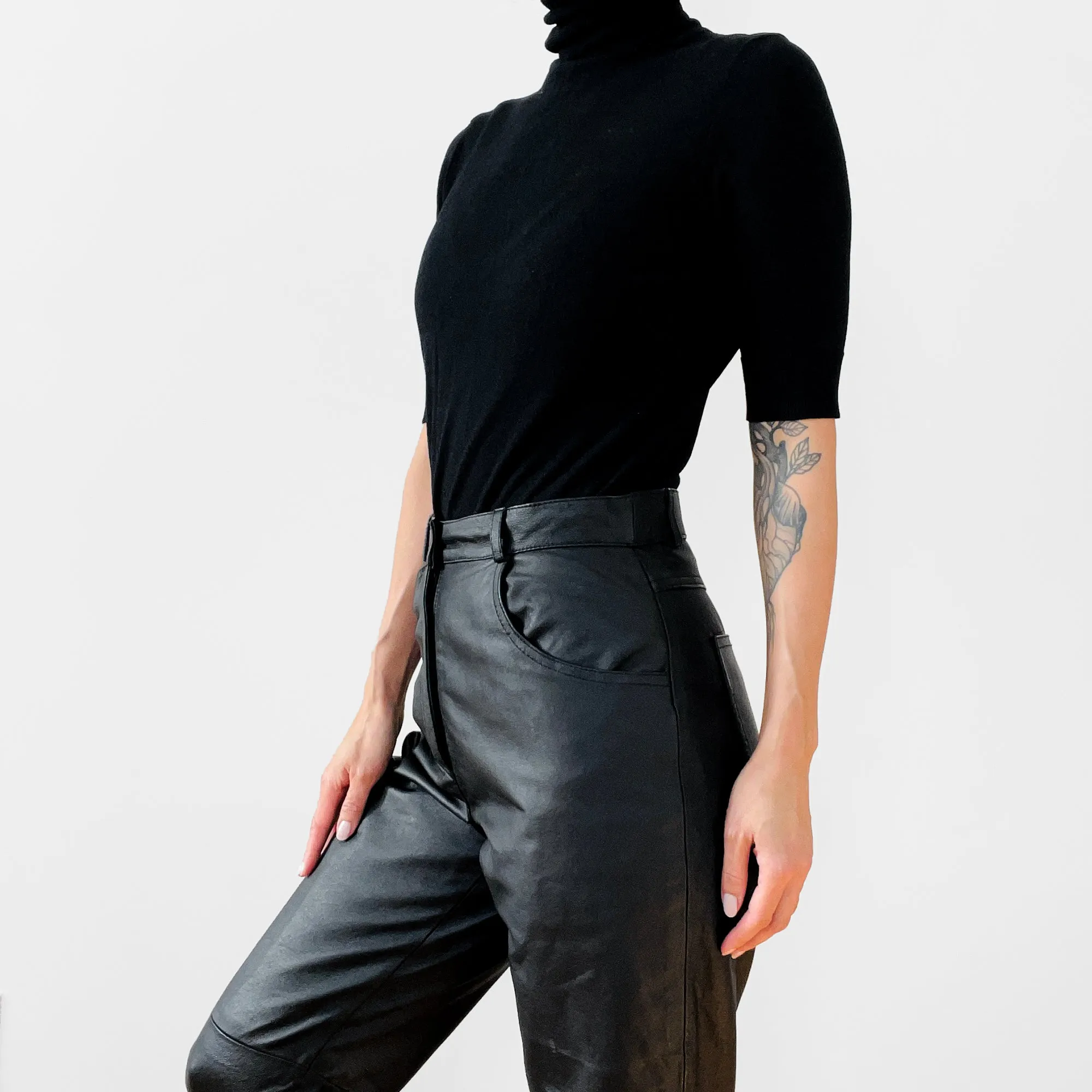 1990s Lined Black Leather Pants