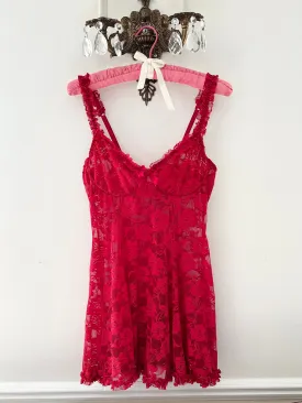 1990s “Mona Rose” Madison Beer Lace Slip Mini Dress