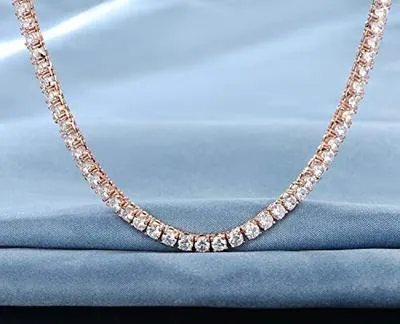 3mm Tennis Necklace with  Crystals in 18K Rose Gold Plated