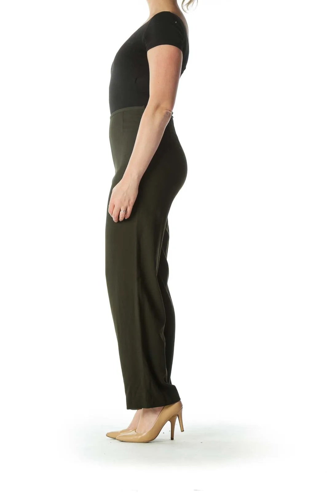 Army Green High-Waisted Designer Pant