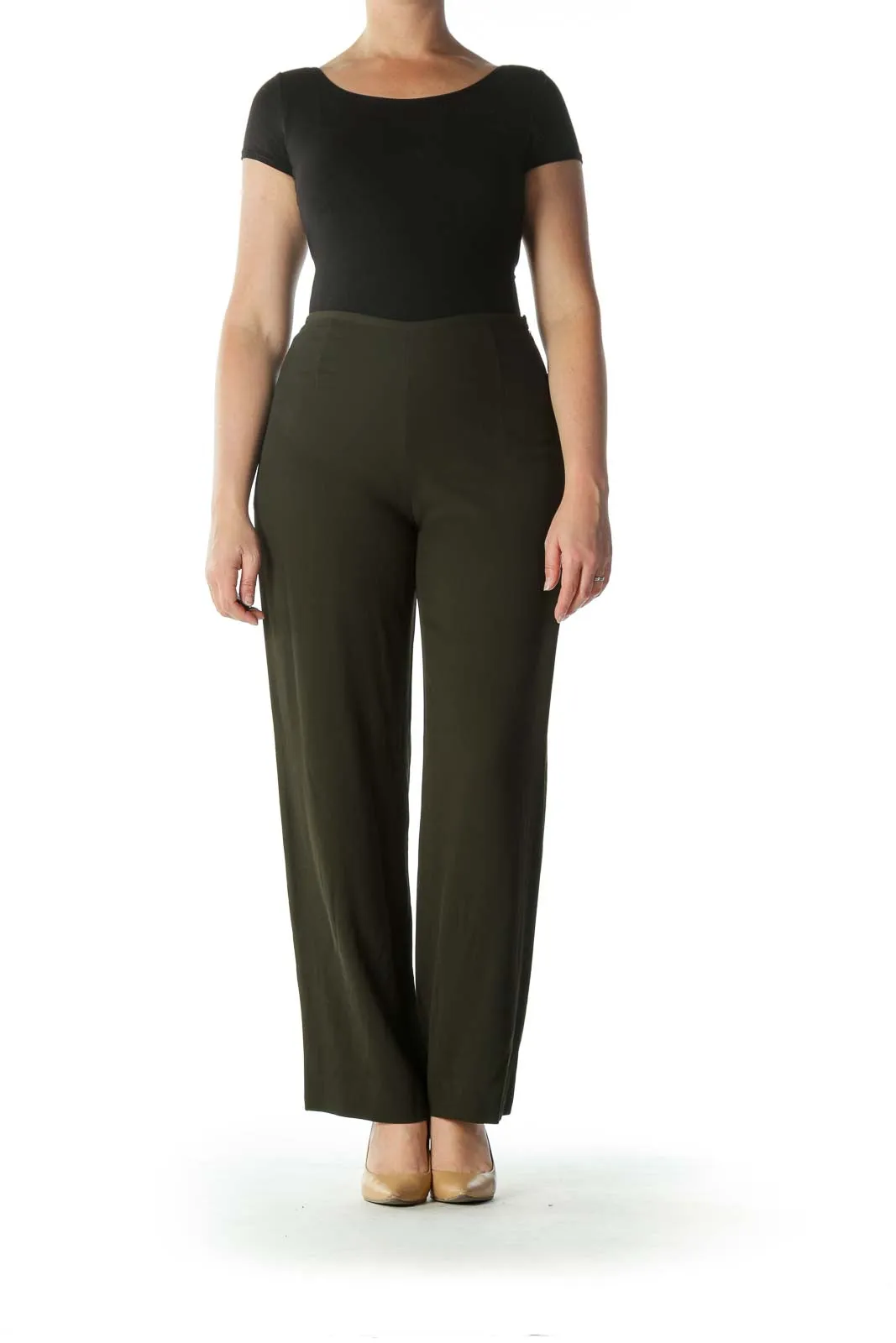 Army Green High-Waisted Designer Pant