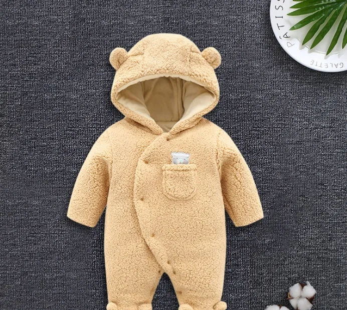 Baby clothes lamb winter cotton padded clothes baby skin thickening climb Siamese