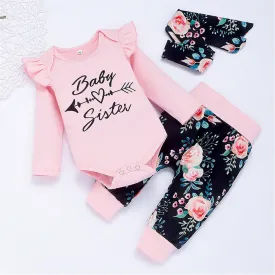 Baby Girl Winter Romper Set Floral Printed Baby Bodysuit - BTGR8450