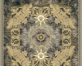 Baroque Ornaments Textured Wallpaper in Black/Gold from the Versace V Collection