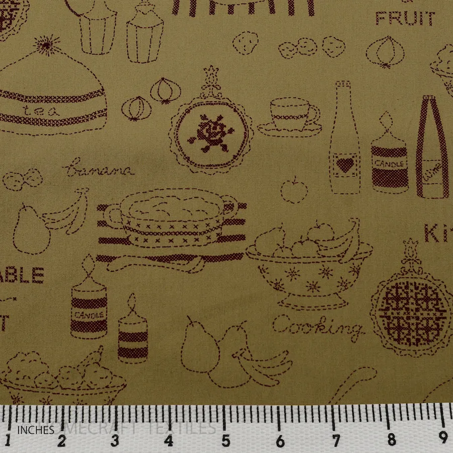 Beige Kitchen Cooking Cotton Print