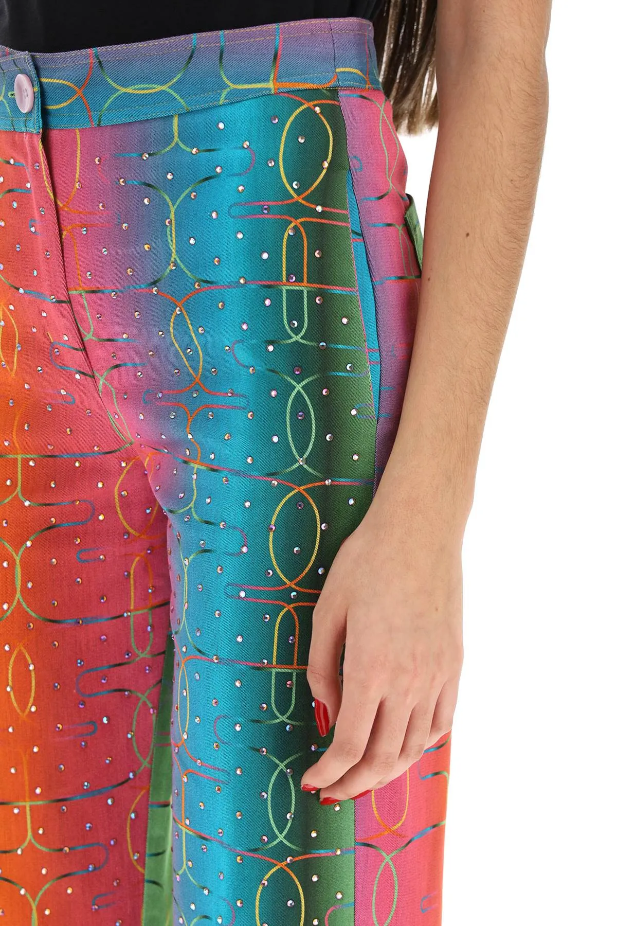 bery' multicolor rhinestone pants