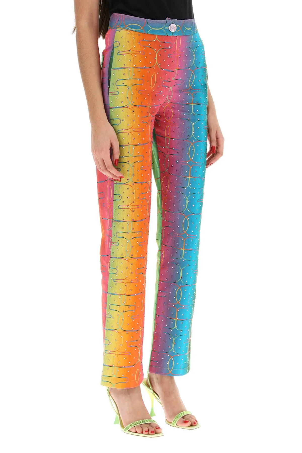 bery' multicolor rhinestone pants