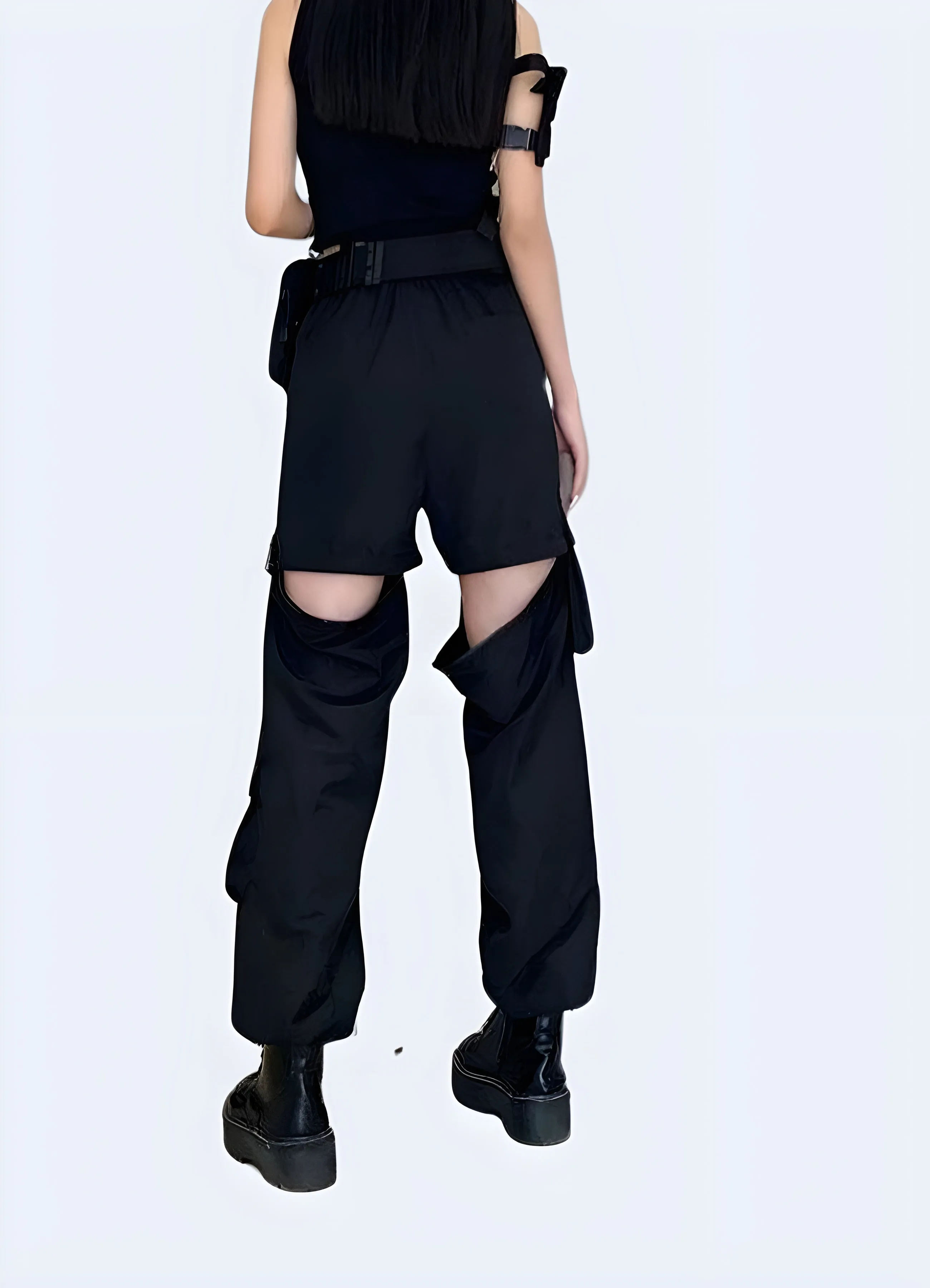 Black Cargo Pants Womens High Waisted