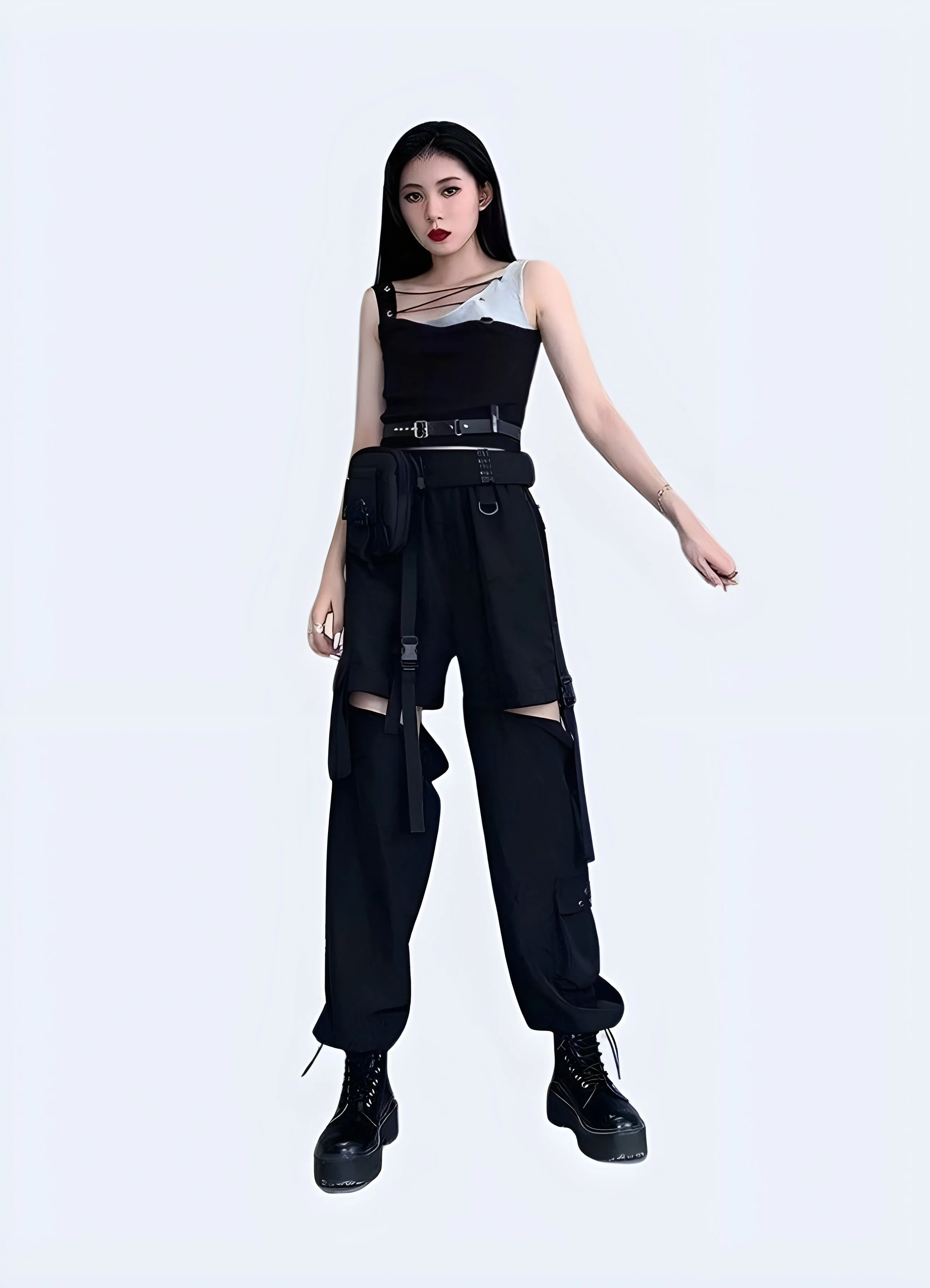 Black Cargo Pants Womens High Waisted