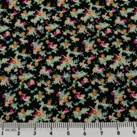 Black Doodle Floral Cotton Print