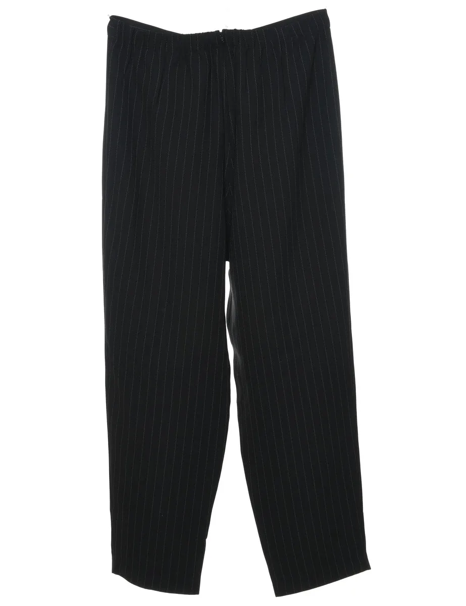 Black Pinstriped Tapered Trousers - W30 L30