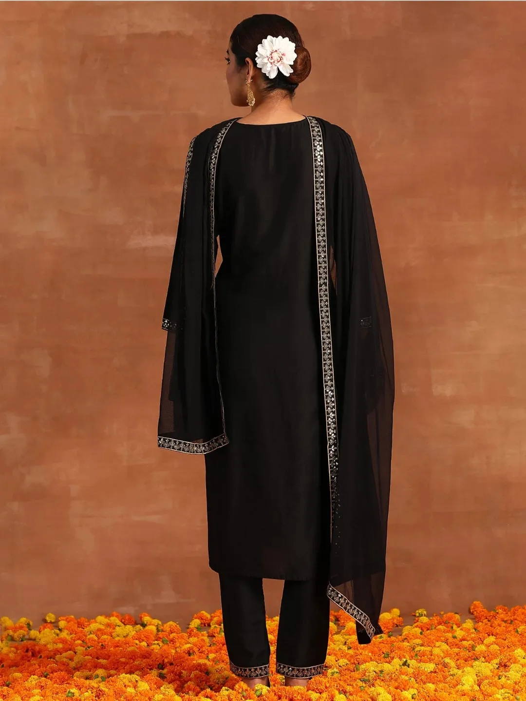 Black Sequinned Kurta Set