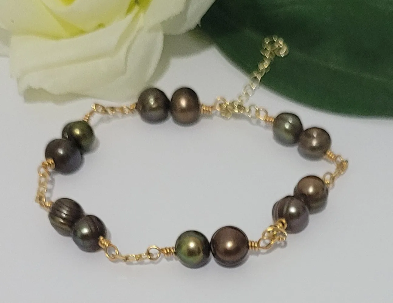 Bronze Aglow-Natural and Premium Freshwater Pearl Bracelet