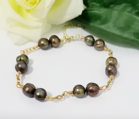 Bronze Aglow-Natural and Premium Freshwater Pearl Bracelet