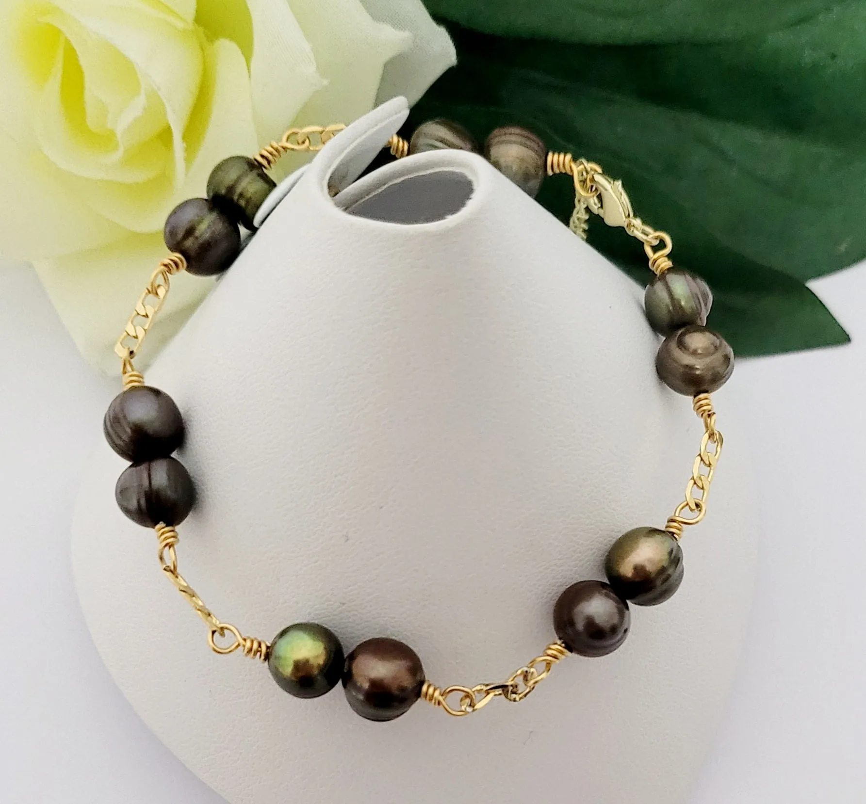 Bronze Aglow-Natural and Premium Freshwater Pearl Bracelet