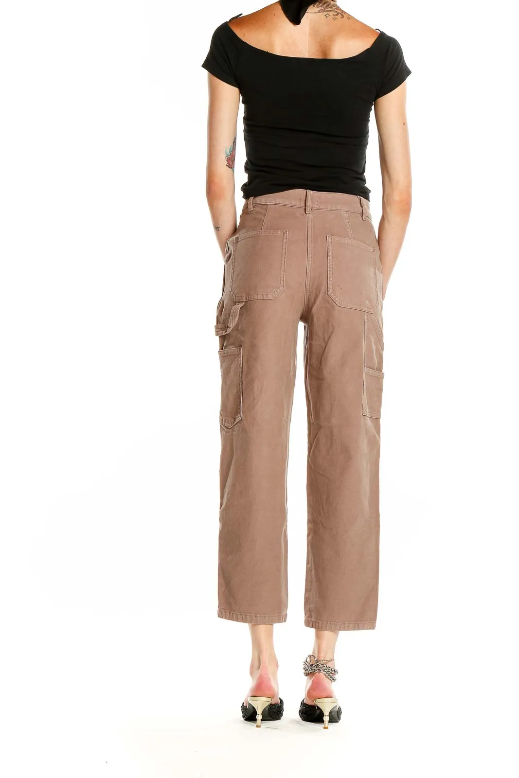 Brown Cropped Carpenter Pants