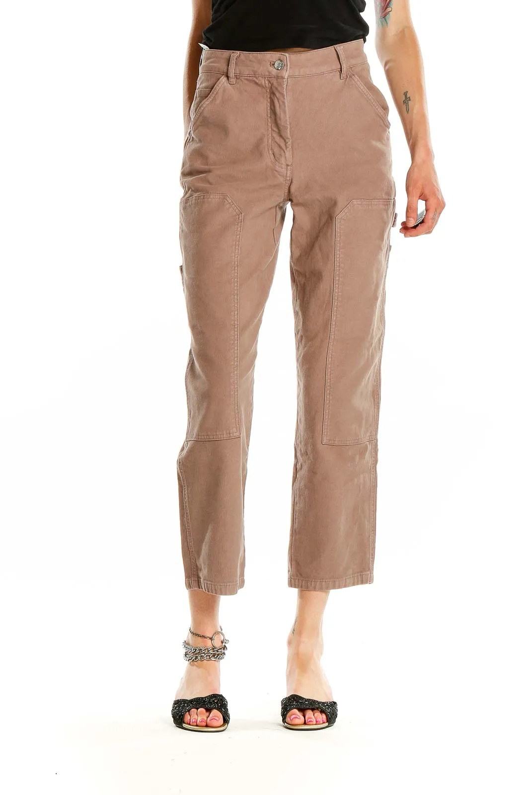 Brown Cropped Carpenter Pants