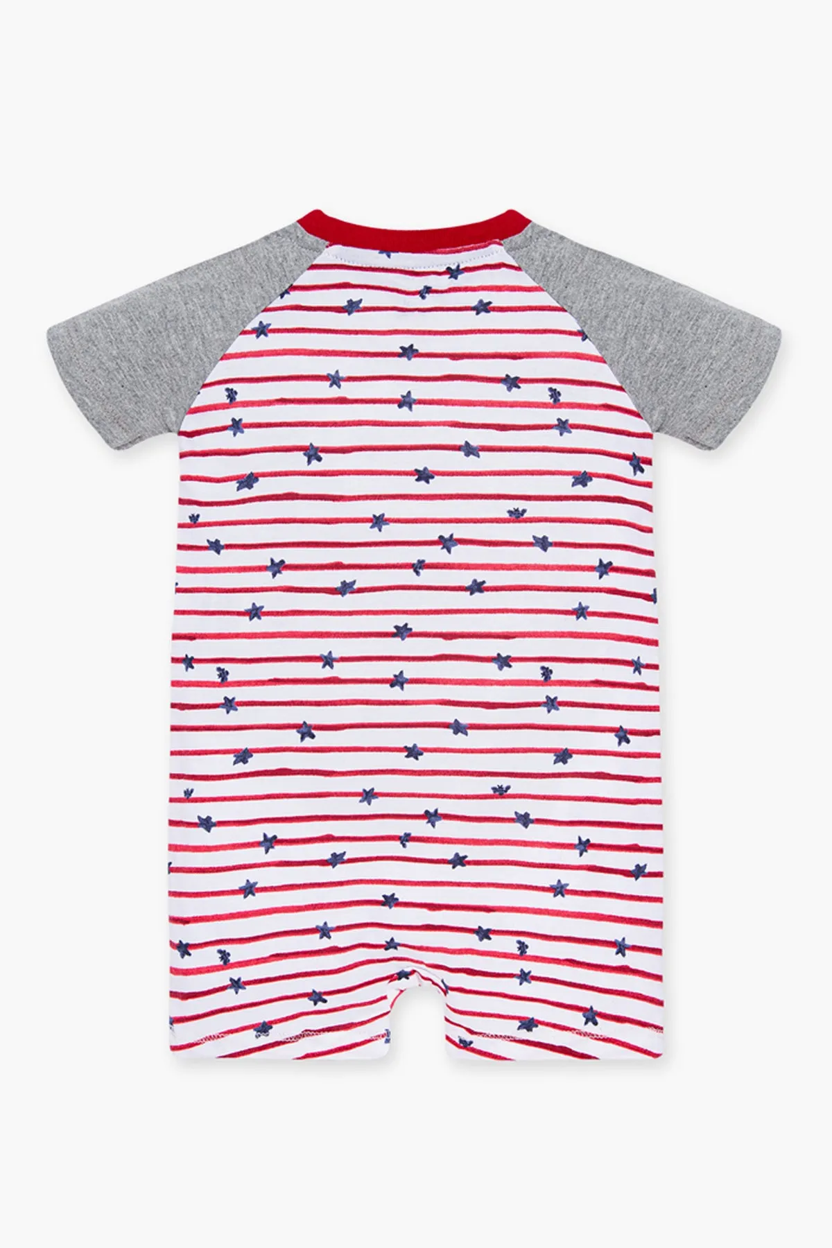 Burt's Bees Stars And Stripes Henley Baby Boys Romper (Size 12M left)