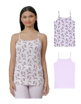 Cami Vests - Unicorn All Over Print & Solid Pink (Pack of 2)