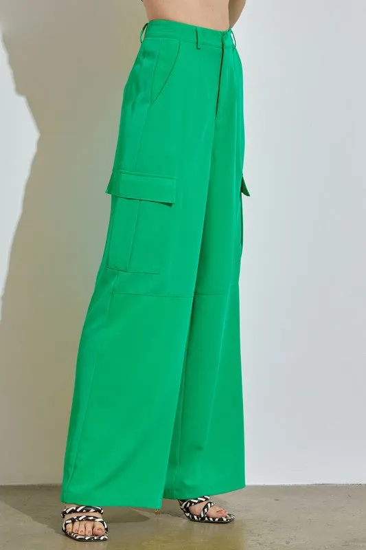 Cargo Wide Leg Pant- Green