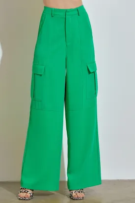 Cargo Wide Leg Pant- Green