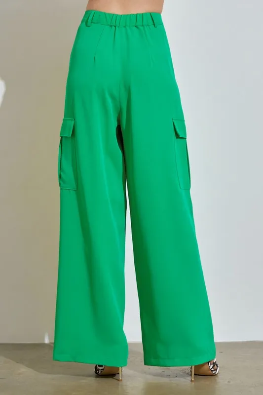 Cargo Wide Leg Pant- Green