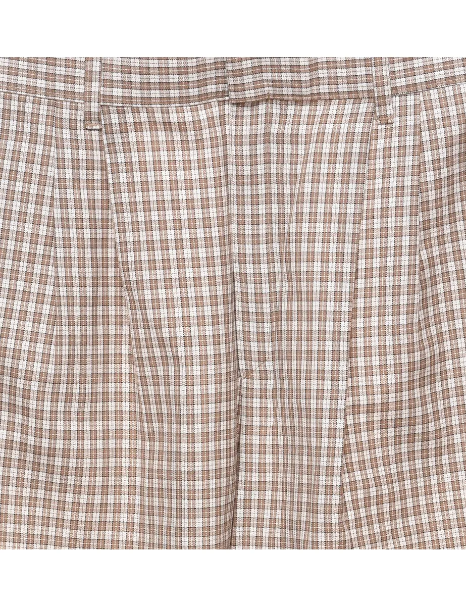 Checked Brown & White Tapered Trousers - W30 L30