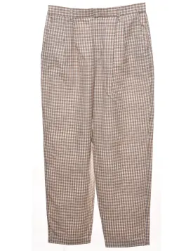 Checked Brown & White Tapered Trousers - W30 L30