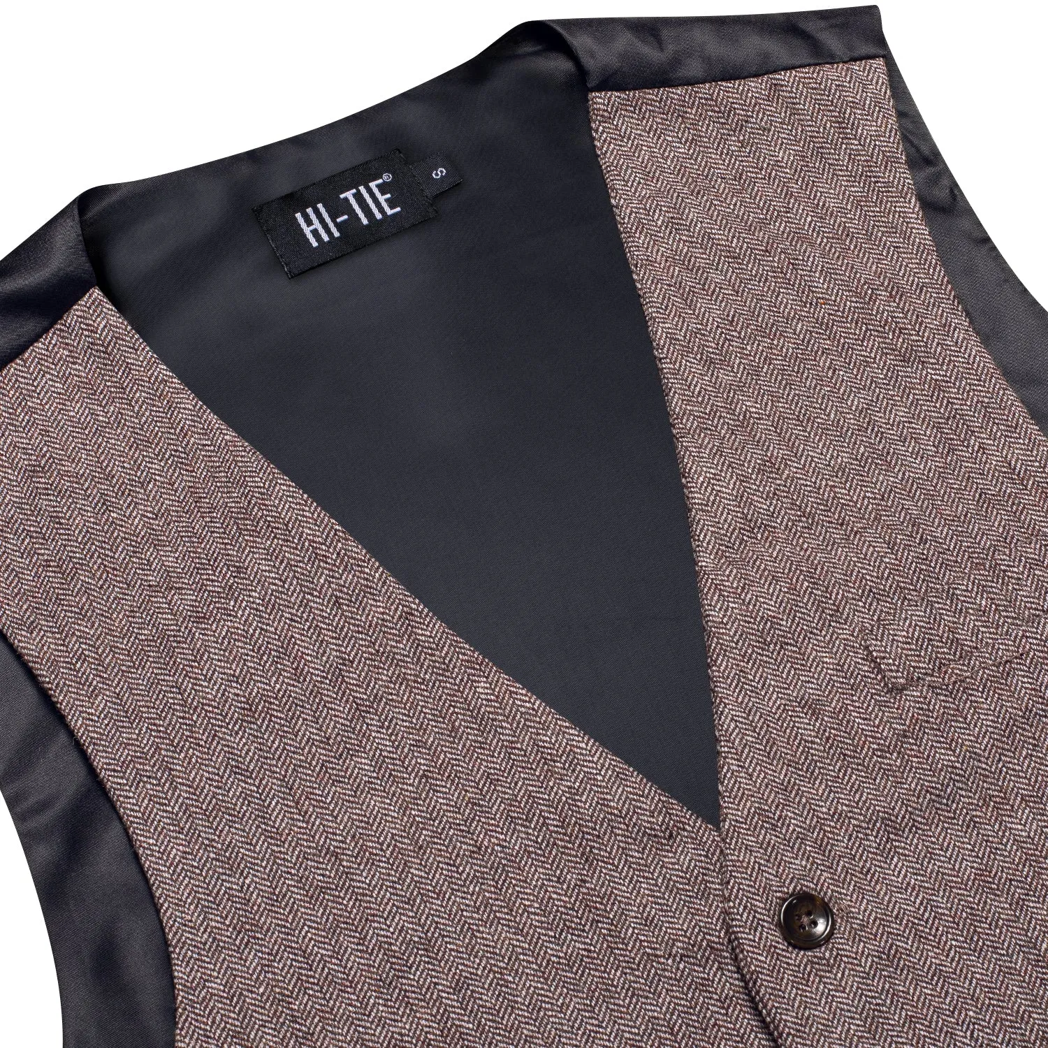 Chocolate Brown Solid Wool Men's Single Vest Waistcoat