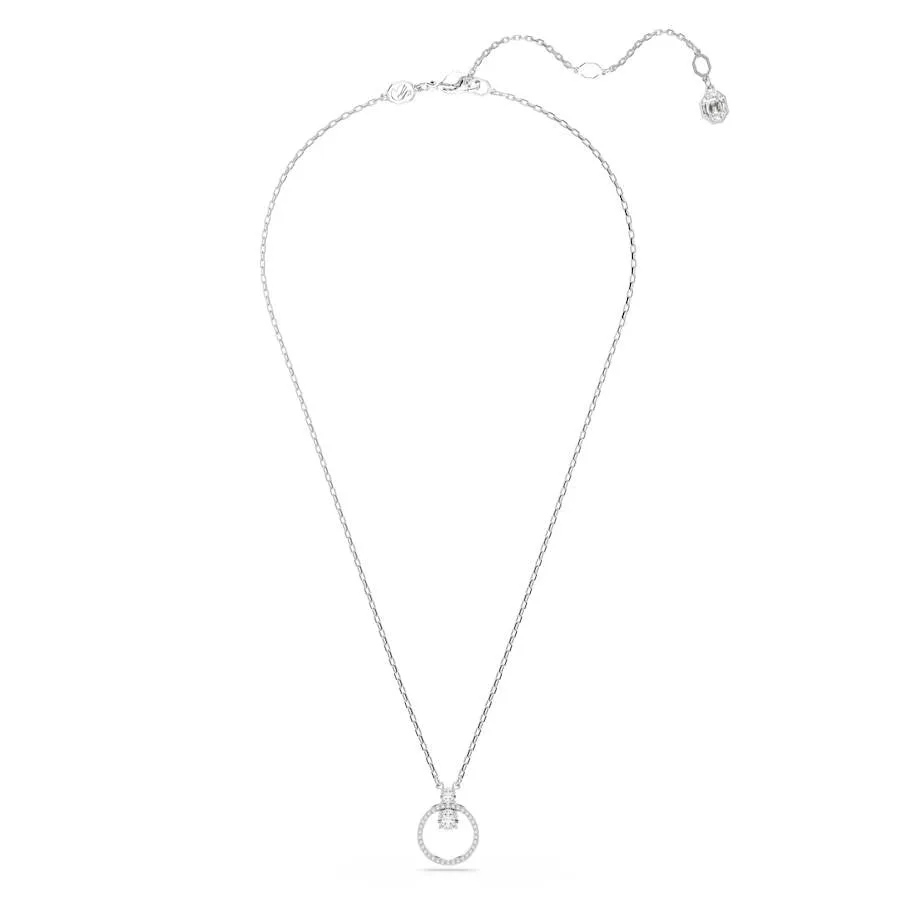 Constella Rhodium Plated White Round Cut Pavé Pendant 5692261