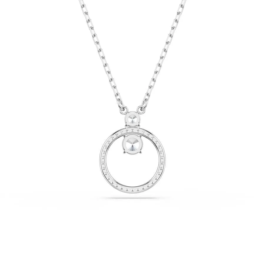 Constella Rhodium Plated White Round Cut Pavé Pendant 5692261