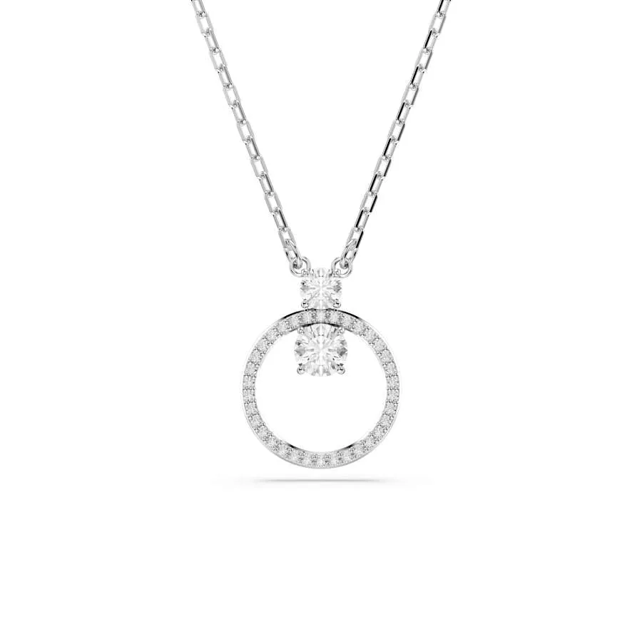 Constella Rhodium Plated White Round Cut Pavé Pendant 5692261