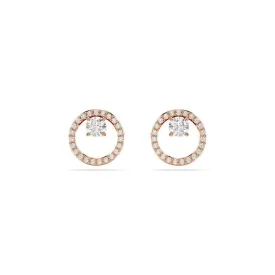 Constella Rose Gold-tone White Round Cut Stud Earrings 5692263