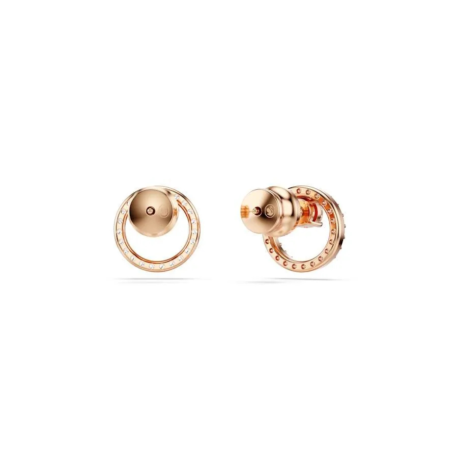 Constella Rose Gold-tone White Round Cut Stud Earrings 5692263