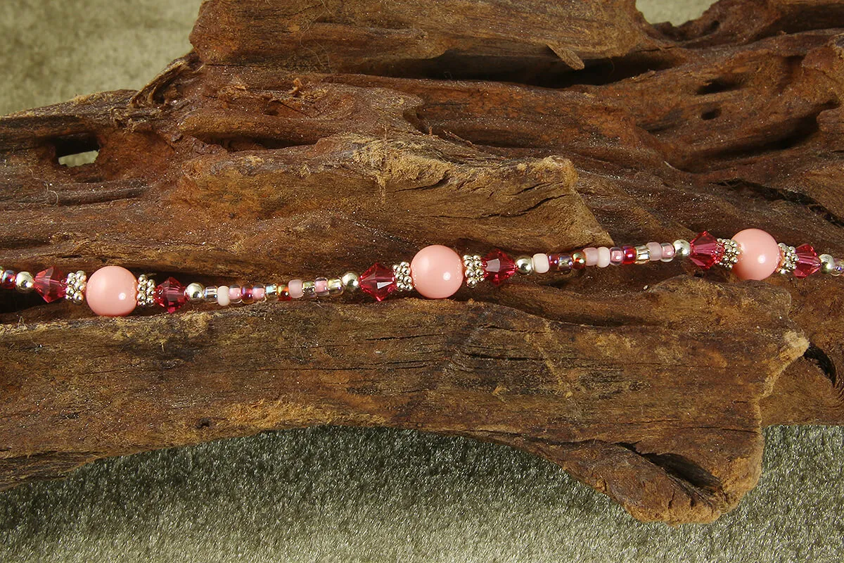 Cotton Candy Pink Beaded Anklet