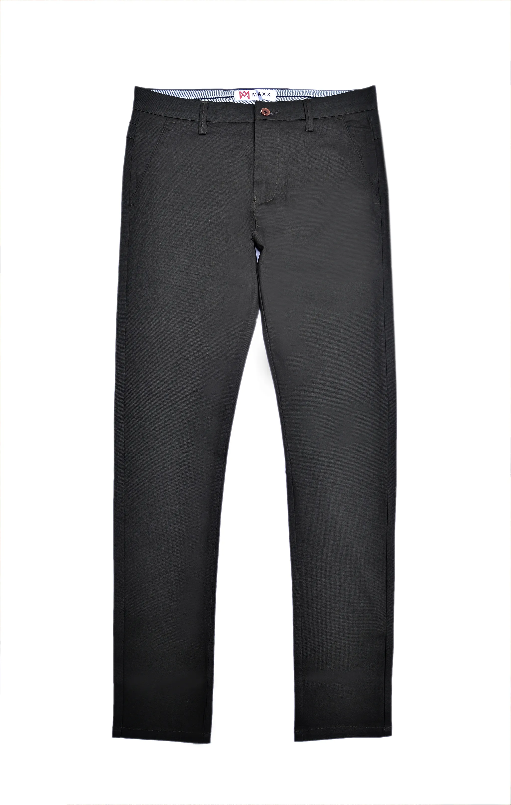 Dark Grey Textured Cotton Chinos Pants