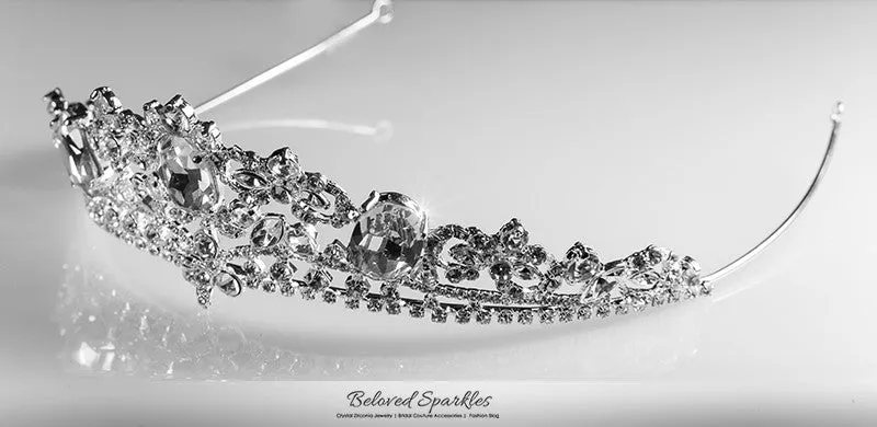 Devora Royal Silver Statement Tiara | Swarovski Crystal