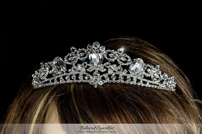 Devora Royal Silver Statement Tiara | Swarovski Crystal