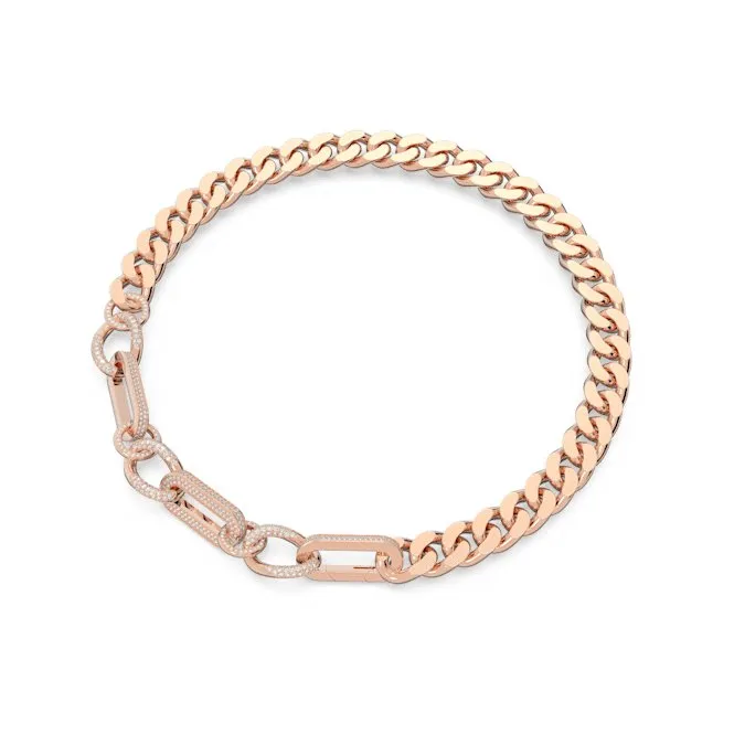 Dextera Pavé Statement Mixed Links White Rose Gold-tone Plated Necklace