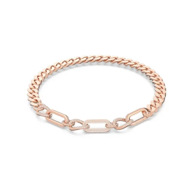 Dextera Pavé Statement Mixed Links White Rose Gold-tone Plated Necklace