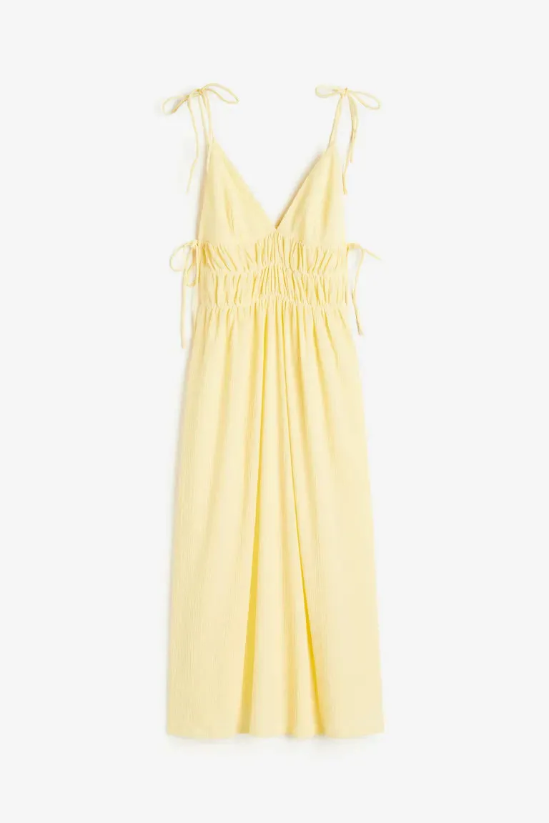 Dress with ties H&M, light yellow