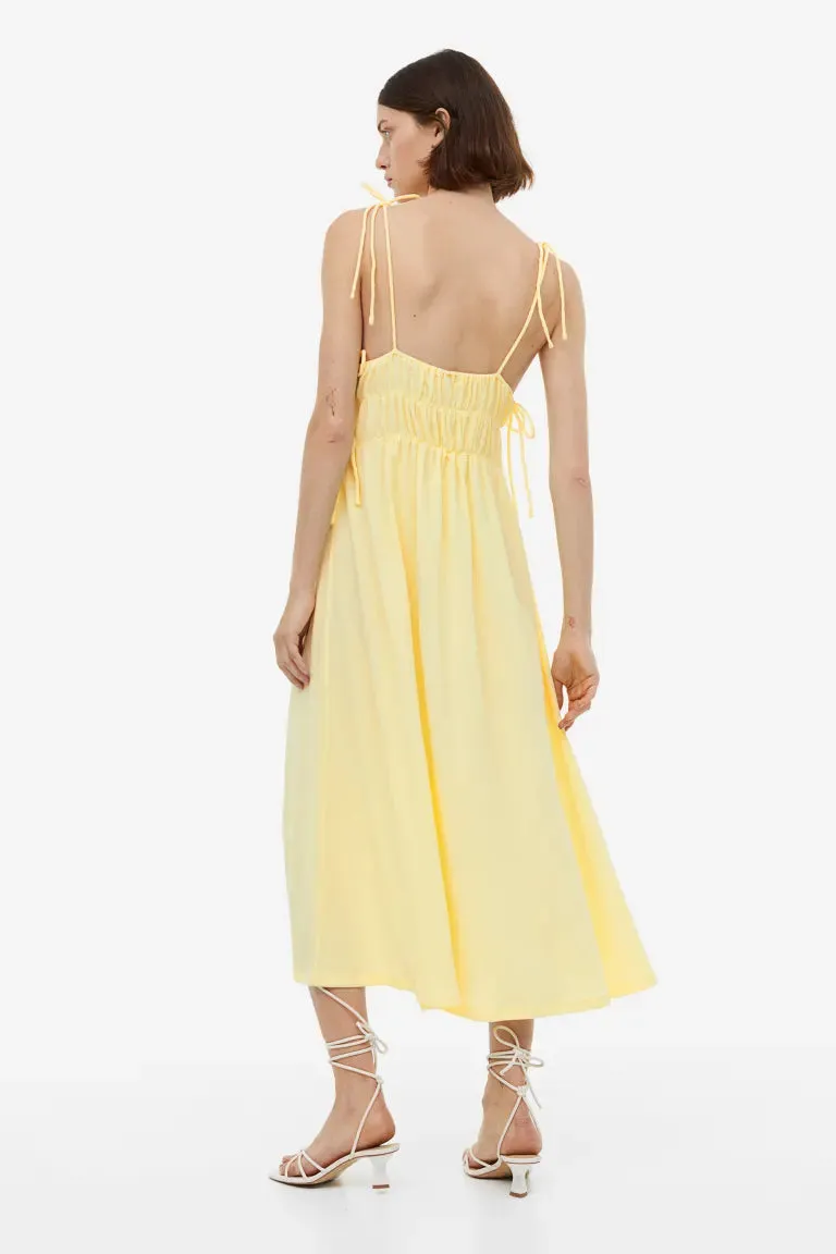 Dress with ties H&M, light yellow