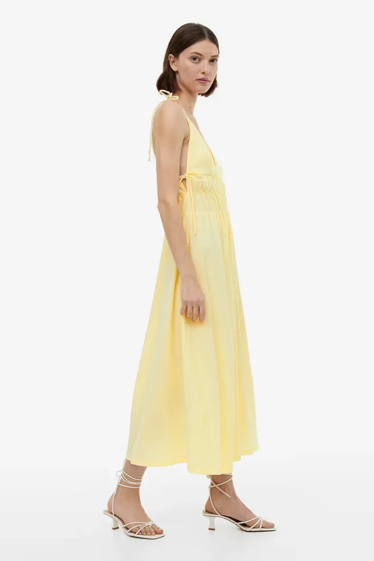 Dress with ties H&M, light yellow