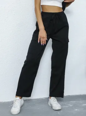 Elastic Overalls Pocket Nine-point Straight Pants