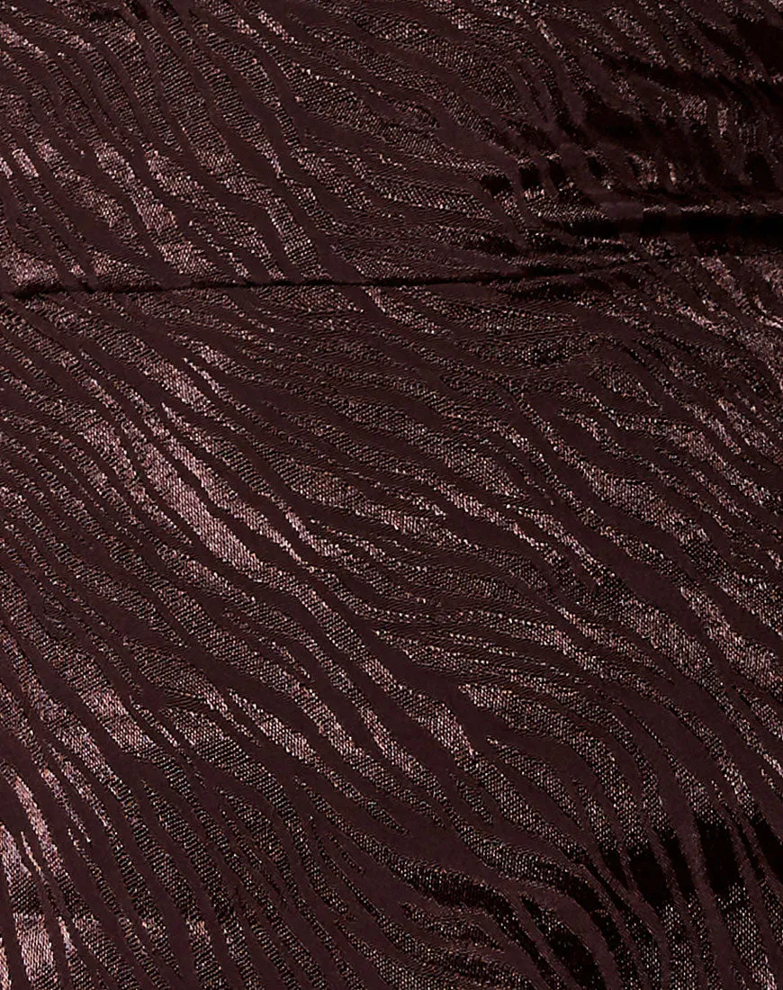 Enif Slip Dress in Satin Zebra Bitter Chocolate