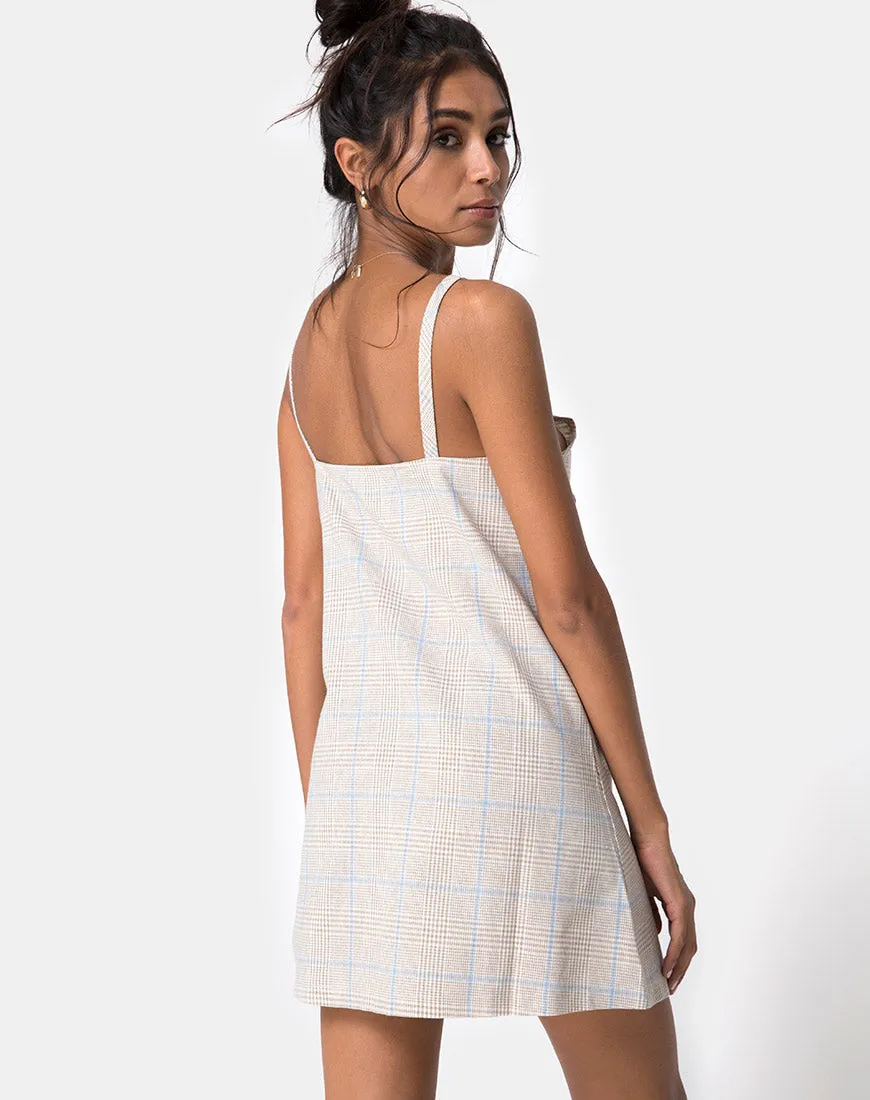 Esana Slip Dress in Tonal Plaid Almond