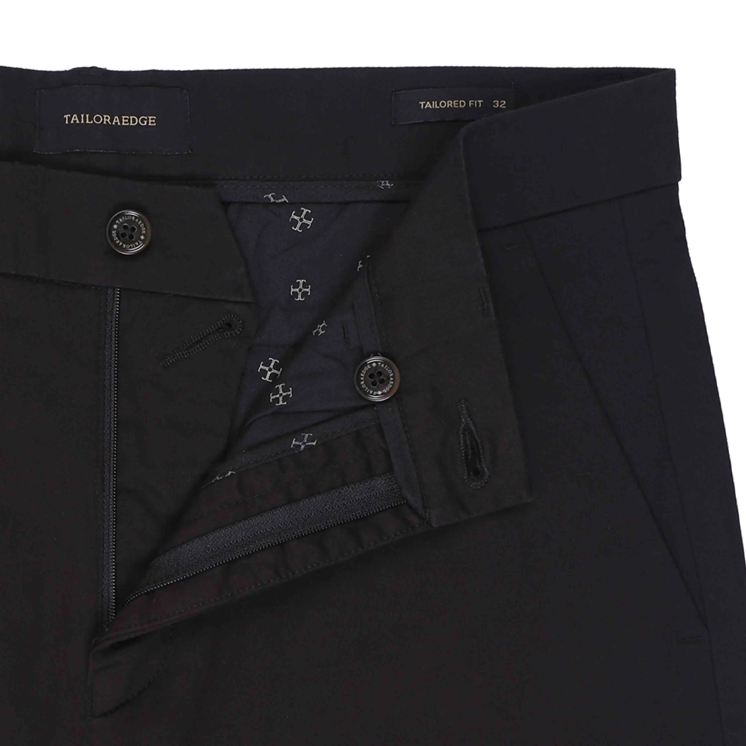 Essential Pleated Black Fine Twill Pant