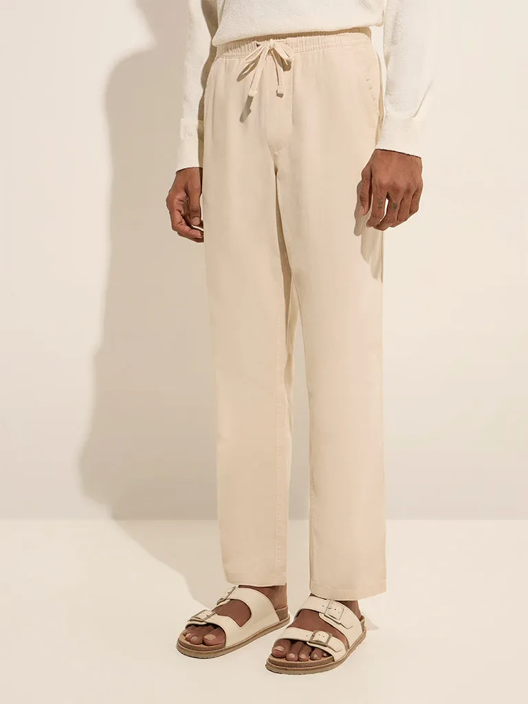 ETA Beige Mid-Rise Relaxed-Fit Cotton Chinos